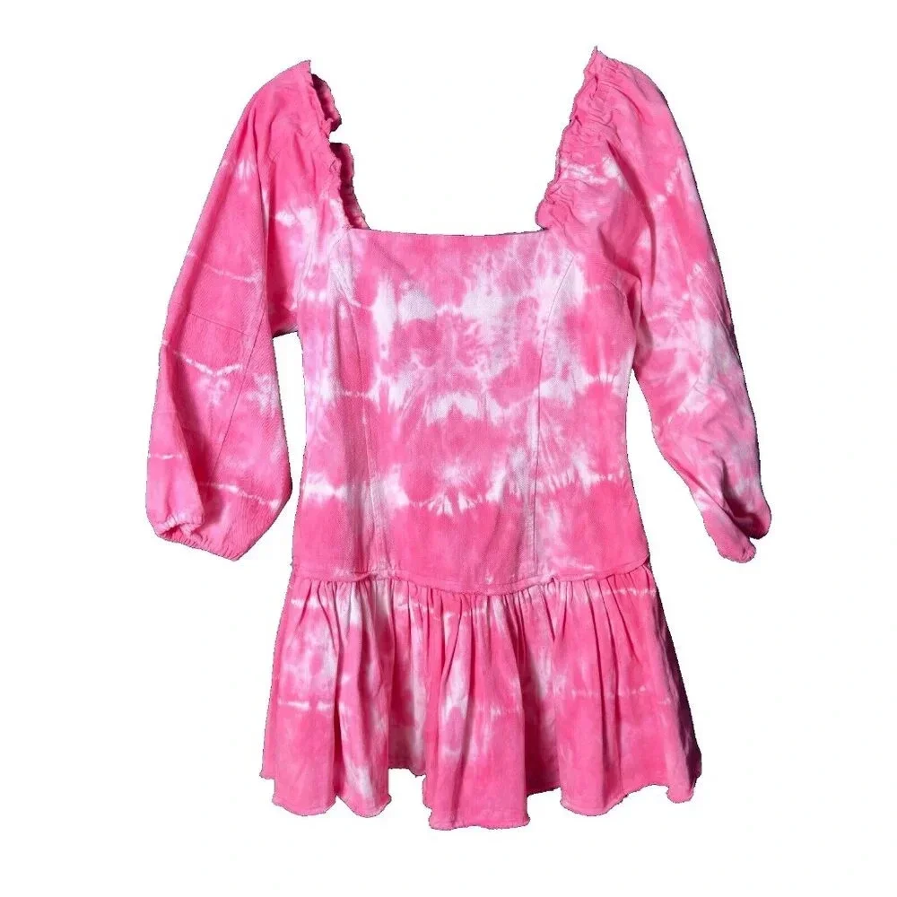 LoveShackFancy Sonoma Stretch Cotton Chai Tie Dye Mini Shift Dress Size … - Picture 7 of 13